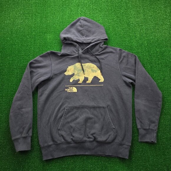 The North Face Hoodie Mens Medium Blue Sweatshirt Bear Pullover Fleece Outdoor - Picture 1 of 6
